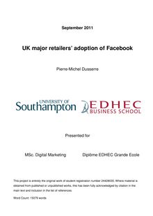 UK major retailers’ adoption of Facebook