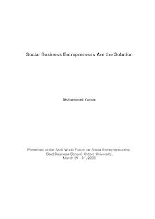 Social Business Entrepreneurs Are the Solution