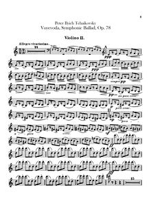 Partition violons II, pour Voyevoda, Воевода, A minor, Tchaikovsky, Pyotr