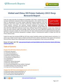 Top Rated Report:-Global and China 3D Printer Market 2013 by qyresearchreports.com