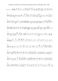 Partition Trombone 2 , partie, Sonata en D minor, D minor, Speer, Georg Daniel