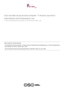 Une nouvelle revue de droit comparé : Y Arizona Journal of International and Comparative Law - compte-rendu ; n°2 ; vol.35, pg 390-390