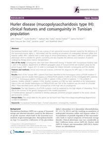 Hurler disease (mucopolysaccharidosis type IH): clinical features and consanguinity in Tunisian population