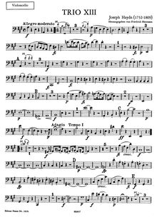 Partition de violoncelle, 3 Piano Trios, Hob XV:18-20 (Op.36)