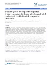 Effect of tylosin on dogs with suspected tylosin-responsive diarrhea: a placebo-controlled, randomized, double-blinded, prospective clinical trial