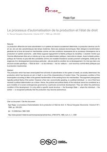 Le processus d automatisation de la production et l état de droit - article ; n°1 ; vol.4, pg 205-220