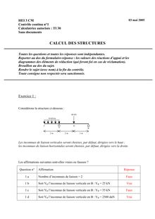 HEI calcul des structures 2005 concept meca conception mecanique semestre 1