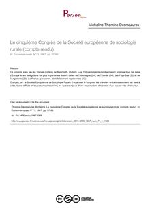 Le cinquième Congrès de la Société européenne de sociologie rurale (compte rendu) - article ; n°1 ; vol.71, pg 97-99