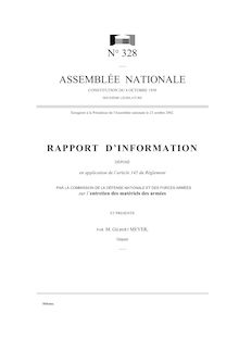 Rapport d information déposé par la Commission de la défense nationale et des forces armées sur l entretien des matériels des armées