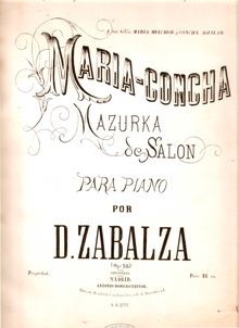 Partition complète, Maria-Concha, Op.58, Mazurca, Zabalza, Dámaso