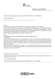 Vote des groupes socio-professionnels et variables contextuelles - article ; n°5 ; vol.25, pg 901-918