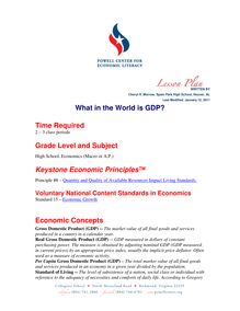 Cheryl Morrow - What in the World is GDP? Time Required Grade ...