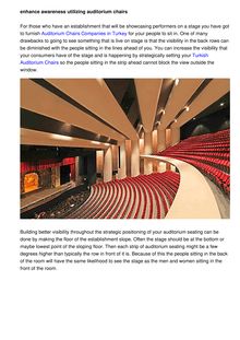 Enhance Visibility By using Auditorium Seat