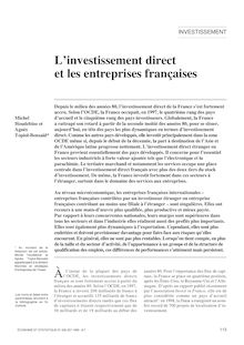 L investissement direct et les entreprises françaises