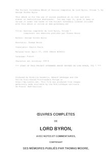 Oeuvres complètes de lord Byron, Volume 7 par Baron George Gordon Byron Byron