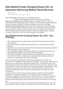 Allot MobileTrends Charging Shows 33% of Operators Delivering Mobile Cloud Services