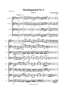 Partition Satz 3 (Menuett), Streichquartett Nr.5, G major, Junck, Christian