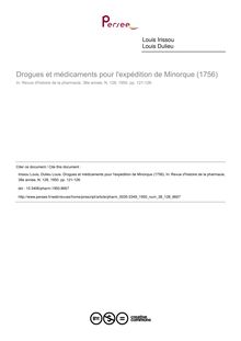 Drogues et médicaments pour l expédition de Minorque (1756) - article ; n°128 ; vol.38, pg 121-126