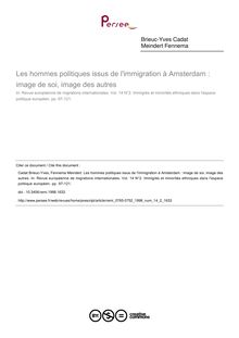 Les hommes politiques issus de l immigration à Amsterdam : image de soi, image des autres - article ; n°2 ; vol.14, pg 97-121