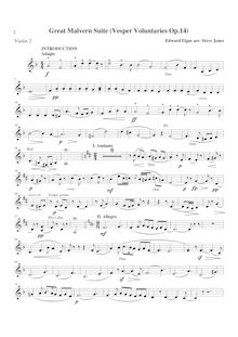 Partition violons II, 11 Vesper Bénévoles, Op.14, Elgar, Edward
