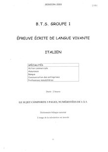 Btsac 2003 examen italien lv1