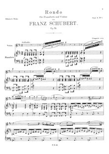 Partition complète, Rondo en B minor pour piano et violon, D.895 (Op.70)