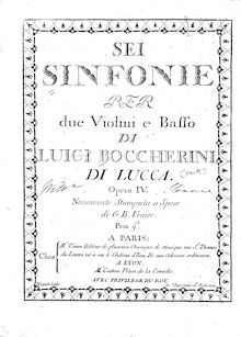 Partition violon 1, 6 corde Trios, G.83-88, Boccherini, Luigi par Luigi Boccherini