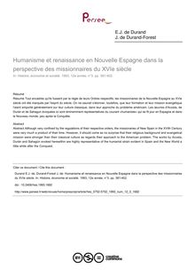 Humanisme et renaissance en Nouvelle Espagne dans la perspective des missionnaires du XVIe siècle - article ; n°3 ; vol.12, pg 381-402