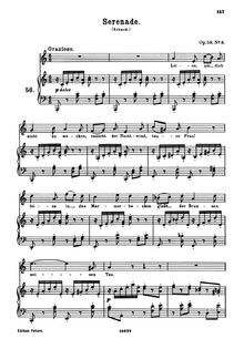 Partition No.8: Serenade, 8 chansons et chansons, Op.58, 8 Lieder und Gesänge