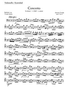 Partition violoncelle et basse, violon Concerto en A minor, RV 356