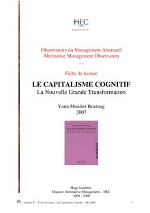 Le capitalisme cognitif, La Nouvelle Grande Transformation - de Yann Moulier Boutang