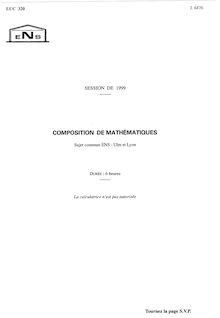 Mathématiques Paris et Lyon 1999 Classe Prepa MP Concours Ecole Normale Supérieure