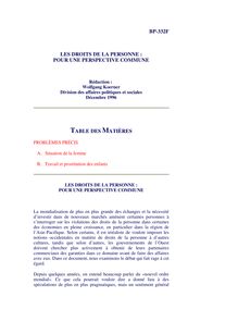 BP-332F LES DROITS DE LA PERSONNE : POUR UNE PERSPECTIVE COMMUNE ...