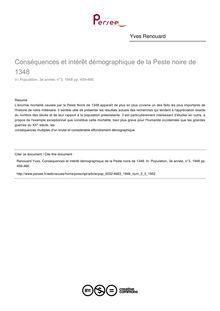 Conséquences et intérêt démographique de la Peste noire de 1348 - article ; n°3 ; vol.3, pg 459-466