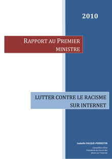 RAPPORT AU PREMIER MINISTRE LUTTER CONTRE LE RACISME SUR INTERNET
