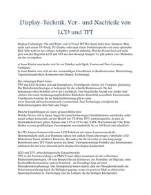 Display-Technik Vor- und Nachteile von LCD und TFT