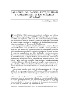Balanza de pagos, estabilidad y crecimiento en México 1979-2005 (Balance of Payments, Stability and Growth in México 1979-2005)