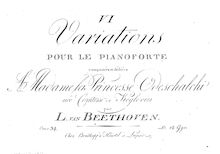 Partition complète, pour le pianoforte ,Six variations par Ludwig van Beethoven