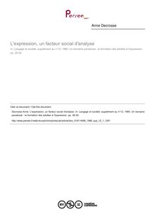 L expression, un facteur social d analyse - article ; n°1 ; vol.12, pg 28-30