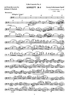 Partition violoncelle Solo , partie, violoncelle Concerto No.4, Op.65