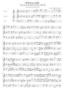 Partition 3, Passacaille, Trios de la Chambre du Roi, Lully, Jean-Baptiste