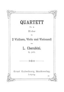 Partition complète, corde quatuor No.4, String Quartet No. 4 in E Major