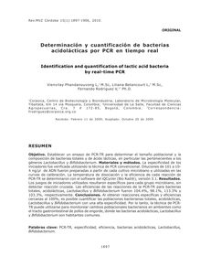 Determinación y cuantificación de bacterias acidolácticas por PCR en tiempo real (Identification and quantification of lactic acid bacteria by real-time PCR)