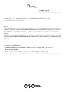 Analyse micro-économique de la demande d énergie - article ; n°1 ; vol.198, pg 49-49