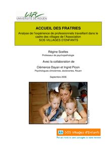 SOS Village d enfants, Accueil des fratries - Rapport ...