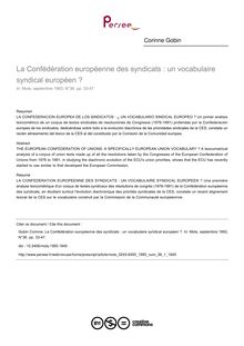 La Confédération européenne des syndicats : un vocabulaire syndical européen ? - article ; n°1 ; vol.36, pg 33-47