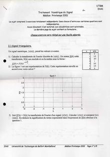 Analyse et traitement du signal 2001 Génie Informatique Université de Technologie de Belfort Montbéliard