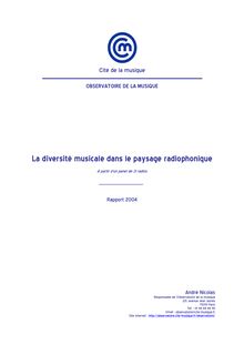 La diversité musicale dans le paysage radiophonique : rapport 2004