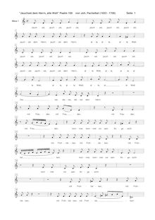 Partition Alto 1 , partie, Psalm No.100, Pachelbel, Johann