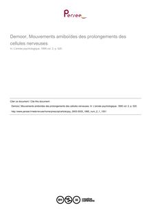 Demoor, Mouvements amiboïdes des prolongements des cellules nerveuses - compte-rendu ; n°1 ; vol.2, pg 520-520